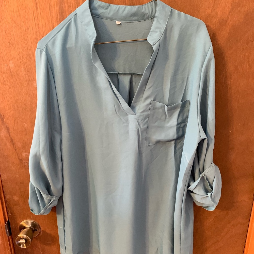 New Sheer Aqua Blouse